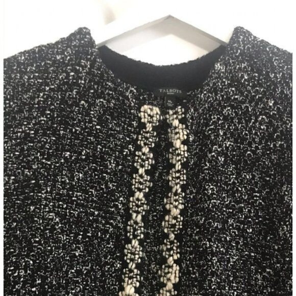 Talbots black SHIMMERING BOUCLE TOPPER coat, MP - Picture 4 of 6